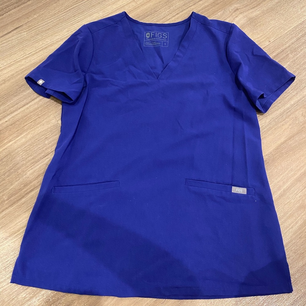 FIGS Size S Casma Top - Deep Royal Blue - Rare!